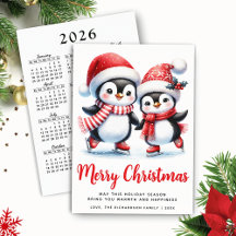 Frohe Weihnachten Red White Fun Ice Skaten Pinguin