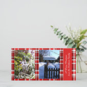 Frohe Weihnachten Red White Kariert Tartan (Stehend Vorderseite)