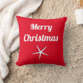 Frohe Weihnachten Red White Nautical Starfish Gesc Kissen (Decke)
