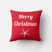 Frohe Weihnachten Red White Nautical Starfish Gesc Kissen (Rückseite)