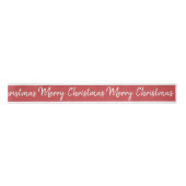 Frohe Weihnachten Red White Ribbon | Personalisier Satinband (Vorderseite)