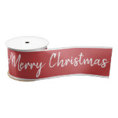 Frohe Weihnachten Red White Ribbon | Personalisier Satinband (Spule)