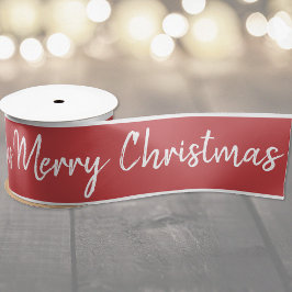 Frohe Weihnachten Red White Ribbon | Personalisier Satinband