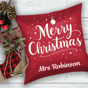 Frohe Weihnachten Red White Trendy Individuelle Na Kissen