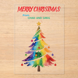 Frohe Weihnachten Regenbogenkarte personalisieren Acryleinladungen