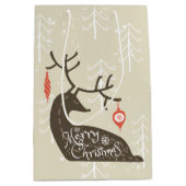 Frohe Weihnachten Reindeer Cozy Mittlere Geschenktüte (Vorderseite)
