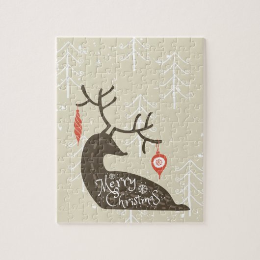Frohe Weihnachten Reindeer Cozy Puzzle (Vertikal)
