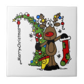 Frohe Weihnachten Reindeer Funny Holidays Fliese (Vorderseite)