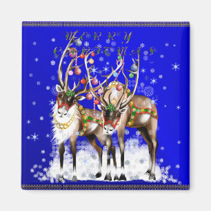 Frohe Weihnachten Reindeer Magnet