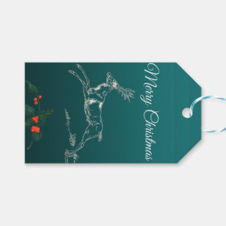 Frohe Weihnachten Reindeer & Mistletoe Geschenkanhänger