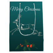 Frohe Weihnachten Reindeer & Mistletoe Mittlere Geschenktüte (Rückseite)