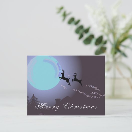 Frohe Weihnachten Reindeer Moon Magische Nacht (Stehend Vorderseite)