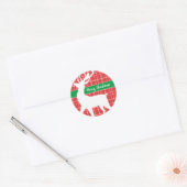 Frohe Weihnachten Reindeer Red Kariert Twill Runder Aufkleber (Umschlag)