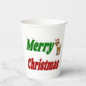 Frohe Weihnachten Reindeer rot grüne Typografie Pappbecher (Rückseite)