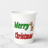 Frohe Weihnachten Reindeer rot grüne Typografie Pappbecher (Vorderseite)