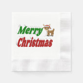 Frohe Weihnachten Reindeer rot grüne Typografie Serviette (Vorderseite)