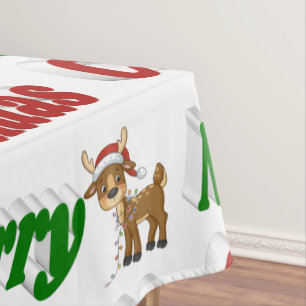 Frohe Weihnachten Reindeer rot grüne Typografie Tischdecke