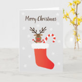 Frohe Weihnachten Reindeer Strumpf Candy Cane Karte (Gelbe Blume)