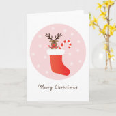 Frohe Weihnachten Reindeer Strumpf Candy Cane Karte (Gelbe Blume)