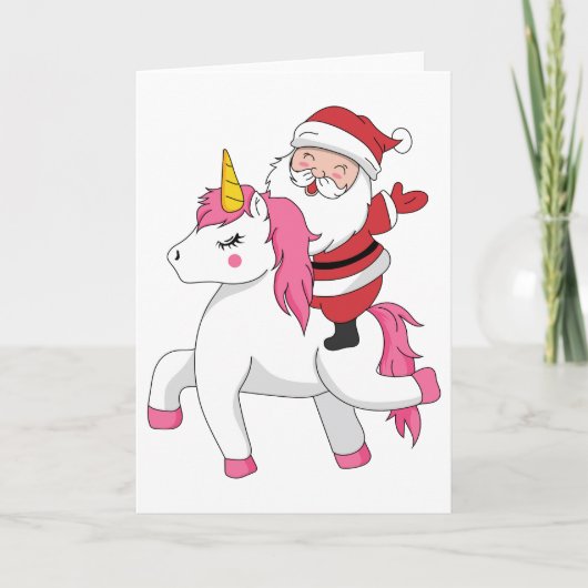 Frohe Weihnachten Reiten Einhorn Karte (Vorderseite)