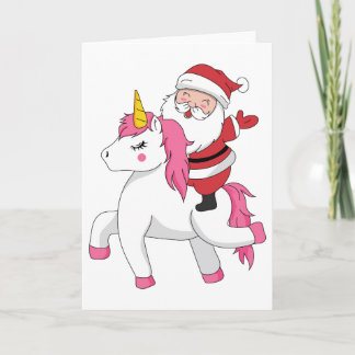 frohe Weihnachten reitendes Einhorn Karte