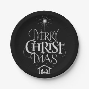 Frohe Weihnachten Religiöse Calligraphie-Tafel Pappteller