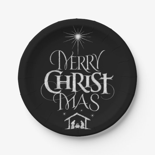 Frohe Weihnachten Religiöse Calligraphie-Tafel Pappteller (Vorderseite)