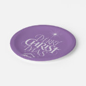 Frohe Weihnachten Religiöse Kalligrafie Chalk Lila Pappteller (Schrägansicht)