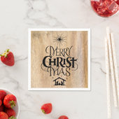 Frohe Weihnachten Religiöse Kalligrafie Rustikales Serviette (Beispiel)