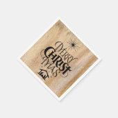 Frohe Weihnachten Religiöse Kalligrafie Rustikales Serviette (Ecke)