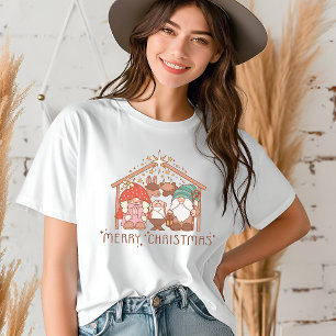 Frohe Weihnachten Religious Gnome Manger Weihnacht Tri-Blend Shirt