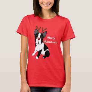 Frohe Weihnachten! Ren-Hund Bostons Terrier T-Shirt