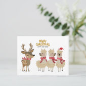 Frohe Weihnachten | Rentier & Alpacas Postkarte (Stehend Vorderseite)