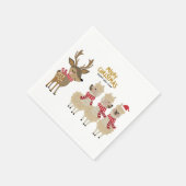 Frohe Weihnachten | Rentier & Alpacas Serviette (Ecke)