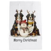Frohe Weihnachten Rentier Bernese Mountain Hunde Mittlere Geschenktüte (Rückseite)