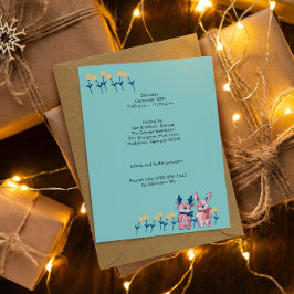 Frohe Weihnachten – Rentier & Hase auf Türkis Einladung
