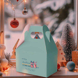 Frohe Weihnachten – Rentier & Hase auf Türkis Geschenkschachtel