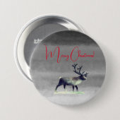 Frohe Weihnachten, Rentier im Winter Button (Vorne & Hinten)