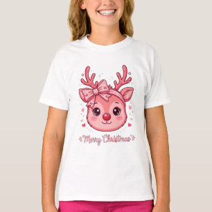 Frohe Weihnachten Rentier Rote Nase Schleife Stern T-Shirt