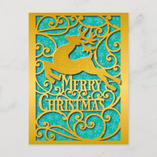 Frohe Weihnachten Rentier Silhouetten Schneeflocke Postkarte