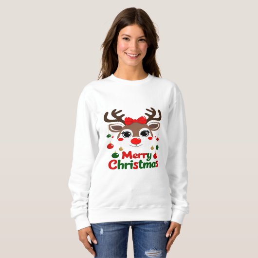 Frohe Weihnachten – Rentiere Lichter & Freude Sweatshirt (Vorne ganz)