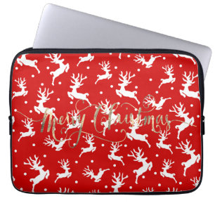 Frohe Weihnachten Rentiere Rot Laptopschutzhülle
