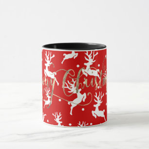 Frohe Weihnachten Rentiere Rot Tasse