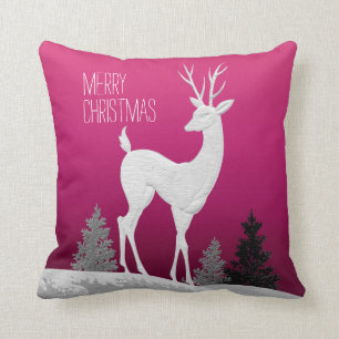 Frohe Weihnachten Rentiere vintage fuchsia Kissen