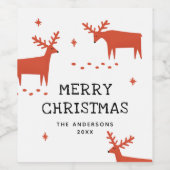 Frohe Weihnachten. Rentiere Weinetikett (Einzelnes Label)