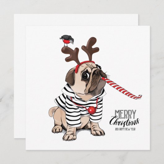 Frohe Weihnachten| Rentierfleisch aus Mops Einladung (Vorne/Hinten)