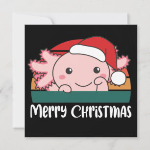 Frohe Weihnachten Retro Axolotl Weihnachtseinladun Einladung