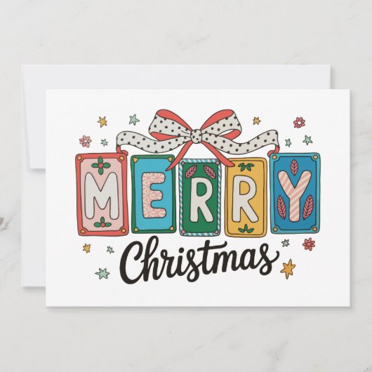 Frohe Weihnachten Retro Coquette Bow Girly Holiday (Vorderseite)