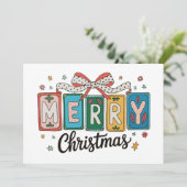 Frohe Weihnachten Retro Coquette Bow Girly Holiday (Stehend Vorderseite)