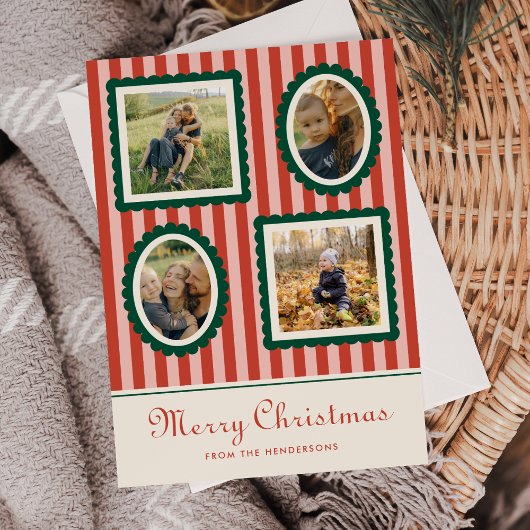 Frohe Weihnachten Retro Gestreift 4 Foto